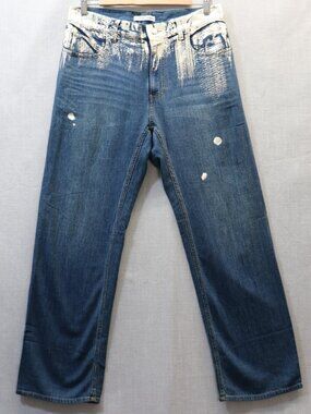 Tsumori Chisato Japanese Art To Wear Denim Jeans Silver Paint Stroke 3 (US 10)
